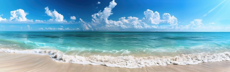 Wall Mural - Sunny Day at the Beach With Gentle Waves and Blue Skies