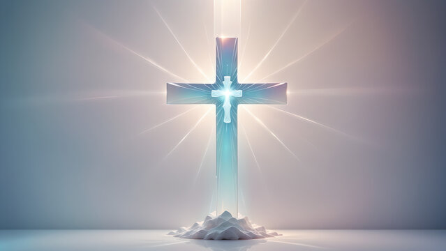 glowing white christian cross