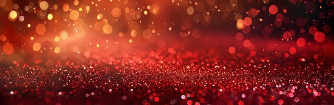 Red Glitter And Bokeh Background With Warm Lighting