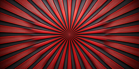 Wall Mural - Abstract background with 3D red black striped pattern, interesting radial symmetrical pattern minimal dark background, emboss design for business presentation.