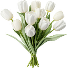 Wall Mural - white tulip flower bouquet isolated on white or transparent background,transparency 