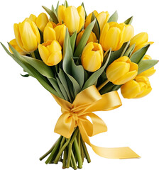 Wall Mural - yellow tulip bouquet isolated on white or transparent background,transparency 