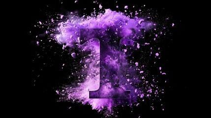 Wall Mural - A close-up of a purple powdered letter on a black background