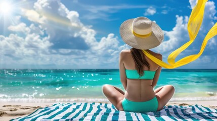 Wall Mural - The woman on sandy beach