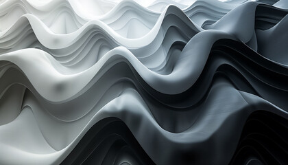 Wall Mural - Abstract black and grey wallpaper with 3D effects