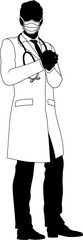 Wall Mural - Silhouette doctor man medical healthcare person in a lab coat and ppe mask.