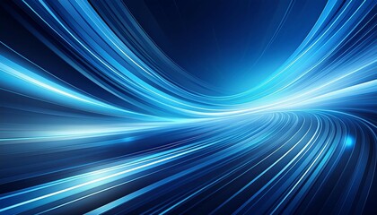 Wall Mural - Dynamic abstract background with light streaks conveying speed and motion in cool blue tones.