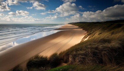 Wall Mural - Scenic view of D-Day Omaha Beach without people