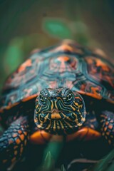 Sticker - A close-up shot of a turtle's face, with a blurry background