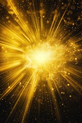 Canvas Print - A vibrant yellow starburst on a black background, ideal for use in designs related to energy, hope, or celebration