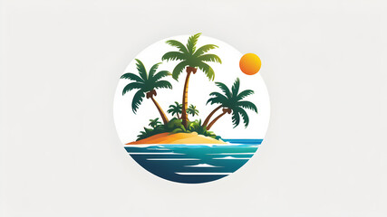 Wall Mural - Island logo icon on white background, Generative AI