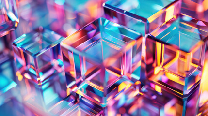 Wall Mural - Abstract colorful cubes. Futuristic technology background. Geometric design modern, colourful mosaic. Concept connection and science in computer.