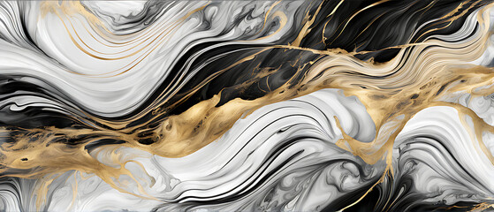Wall Mural - Gold abstract black marble background art paint pattern ink texture watercolor white fluid wall. Abstract liquid gold design luxury wallpaper nature black brush oil modern paper splash painting water	