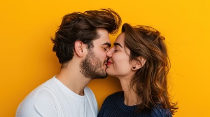 Canvas Print - The couple sharing a kiss