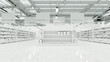 © nonnie192 - 3D Rendering. Store interior supermarket with shelf shelves.