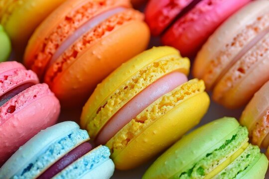 Another closeup of assorted macarons with vibrant colors
