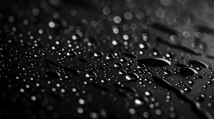 Wall Mural - Water droplets on black background