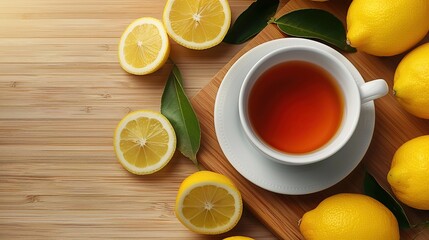 Wall Mural - Lemonade Tea on a Bamboo Board