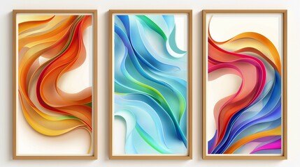 Wall Mural - Beautiful abstract wave background poster decoration set frame