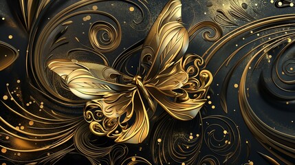 Wall Mural - gold butterfly background