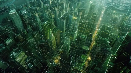 Wall Mural - bustling city is a complex system of interconnected networks. bustling urban skyline at night