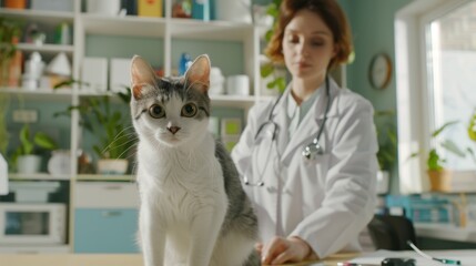 Wall Mural - The cat and the vet