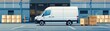 © thowithun - Delivery van loading at a warehouse docking station  , flat design, organic forms,