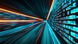© sceneperfect - Abstract image of a digital data stream with blue, orange, and green lights, symbolizing technology, speed and data transmission.