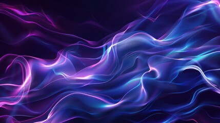 Wall Mural - Abstract image with flowing neon lines, primarily in shades of purple and blue, creating a glowing and dynamic effect.