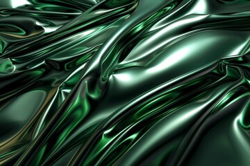 Elegant green satin texture with luxurious glossy folds