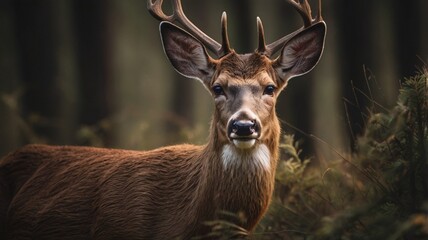 portrait of a deer in the forest