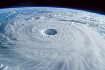 Wall Mural - Aerial View of a Powerful Cyclone Over the Ocean Captured from Space