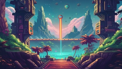 Wall Mural - Retro style  game background