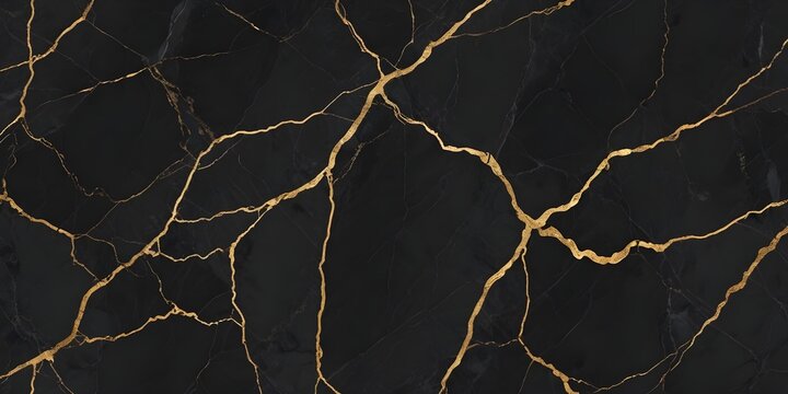 A dark marble surface with golden veins background
