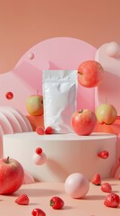 Wall Mural - A white bag with a red apple on top of it