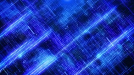 Fototapete - Digital big data information transferring system technology loop 4K motion background.