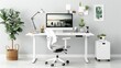 © happysunstock - Modern Home Office Setup for Business Remote Work with Dual Monitors and Ergonomic Furniture, Geneartive Ai