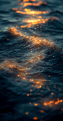 Poster - Close-up of sea waves under sunset light