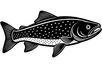 Wall Mural - trout fish silhouette vector illustration