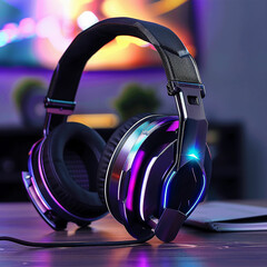 Beautiful gaming headphone isolated on transparent background