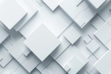 Wall Mural - abstract white square tech pattern on modern corporate background futuristic geometric design