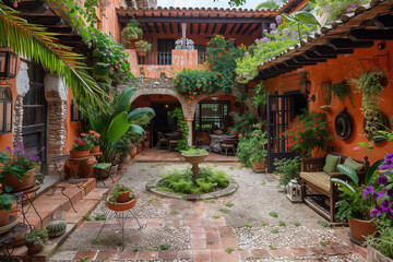 Canvas Print - Garden in the restaurant 