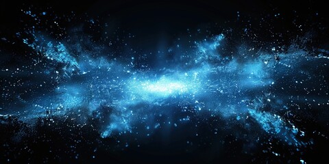 Wall Mural - Abstract Blue Glowing Particles on Black Background