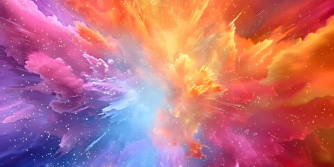 Sticker - Neon Galactic Explosion Colorful Abstract Background. Concept Abstract Art, Neon Colors, Galactic Theme, Explosive Design, Colorful Background