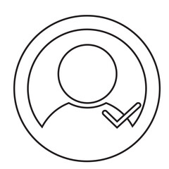 Wall Mural - profile with checkmark icon set, line outline art user account accepted symbol with tick, approved o
