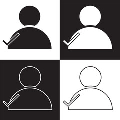 Wall Mural - profile with checkmark icon set, line outline art user account accepted symbol with tick, approved o
