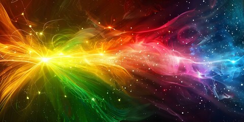 Wall Mural - Minimalistic Design of Colorful Energy Bursts Representing Photons as Carriers of Electromagnetic Force. Concept Physics, Minimalistic Design, Colorful Energy Bursts, Photons, Electromagnetic Force