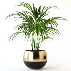 Wall Mural - Green palm tree in pot isolated on white background with clipping path
