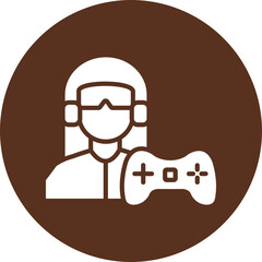 Sticker - Gamer Girl Vector Glyph Circle Icon