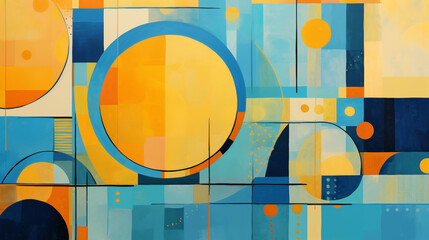 Poster - Contemporary Blue and Yellow Abstract Art